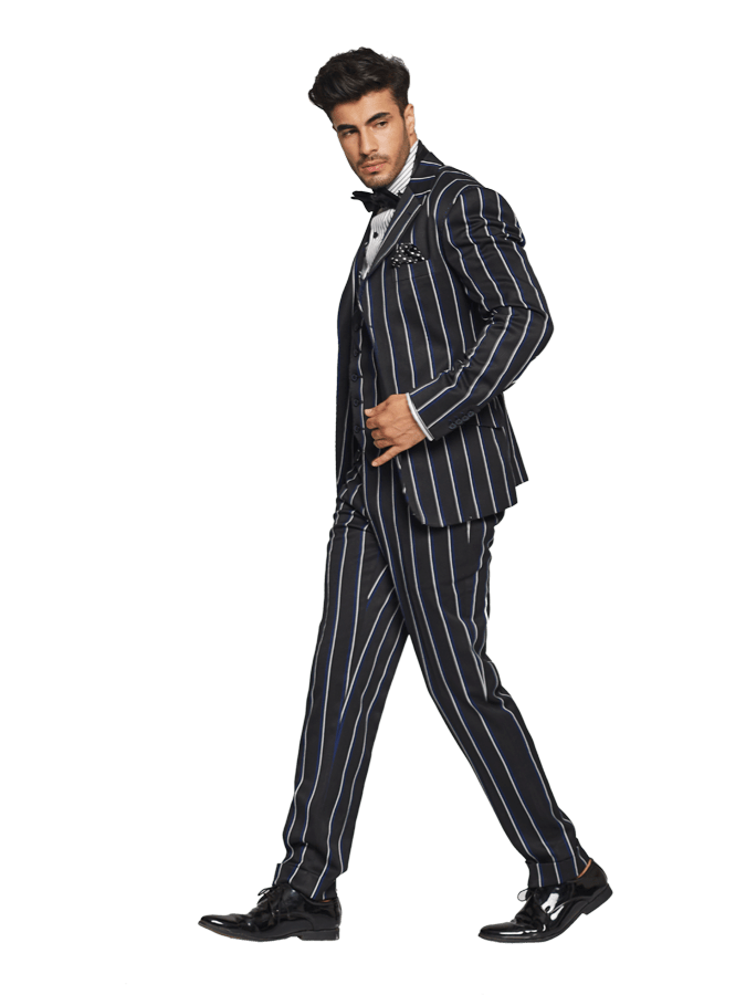 Striped suit online black and white